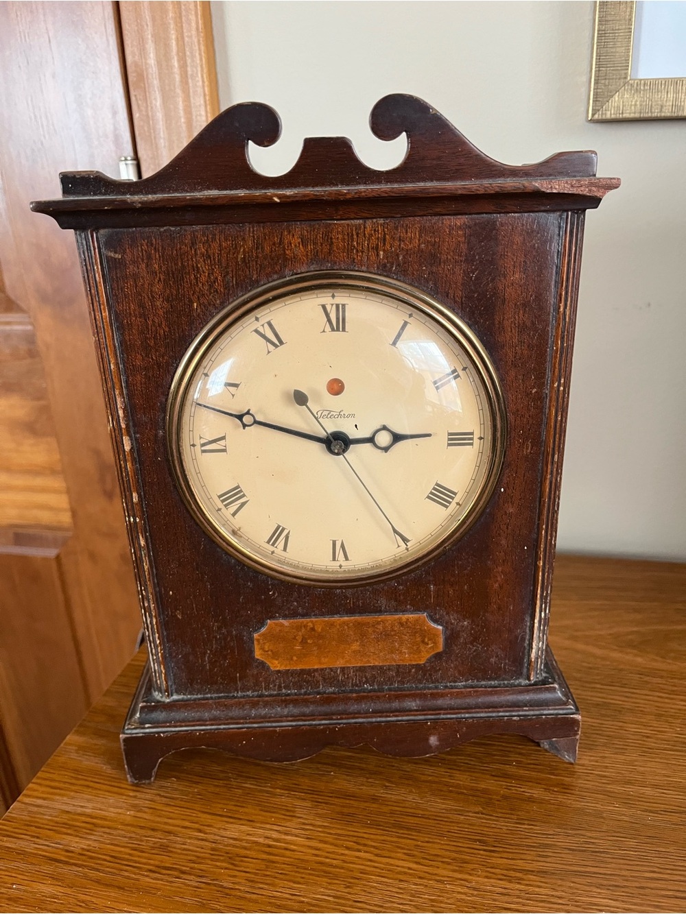 Vintage Warren Telechron Wood Mantel Clock